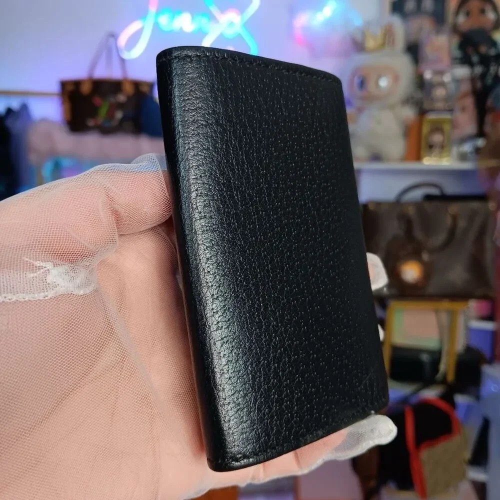 GUCCI Marmont Key Case 6 rings GG Signature Logo Black Leather Unisex Full Set